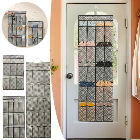 Hanging Shoe Organizer Over Door Storage | Large Capacity Multi-Compartment Non-Woven Fabric | 6/12/20 Pocket Transparent Mesh | Closet, Pantry, Entryway Accessories Holder | Space Saving