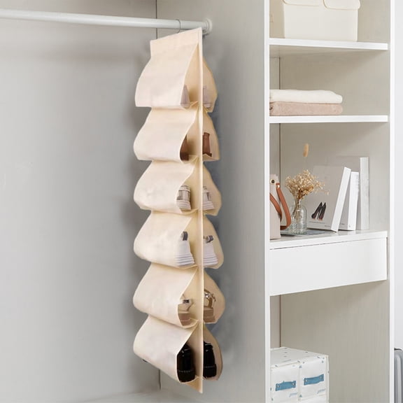 Hanging Shoe Organizer For Closet With 12 Large Pockets Roating Hanger For Storage Mens Shoes, Clothes,Also Can Used As Travel Shoe Rack Hanging