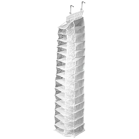 Hanging Shoe Organizer Over Door - 15 Shelf Shoe Rack - Closet Organizer for Shoes, White