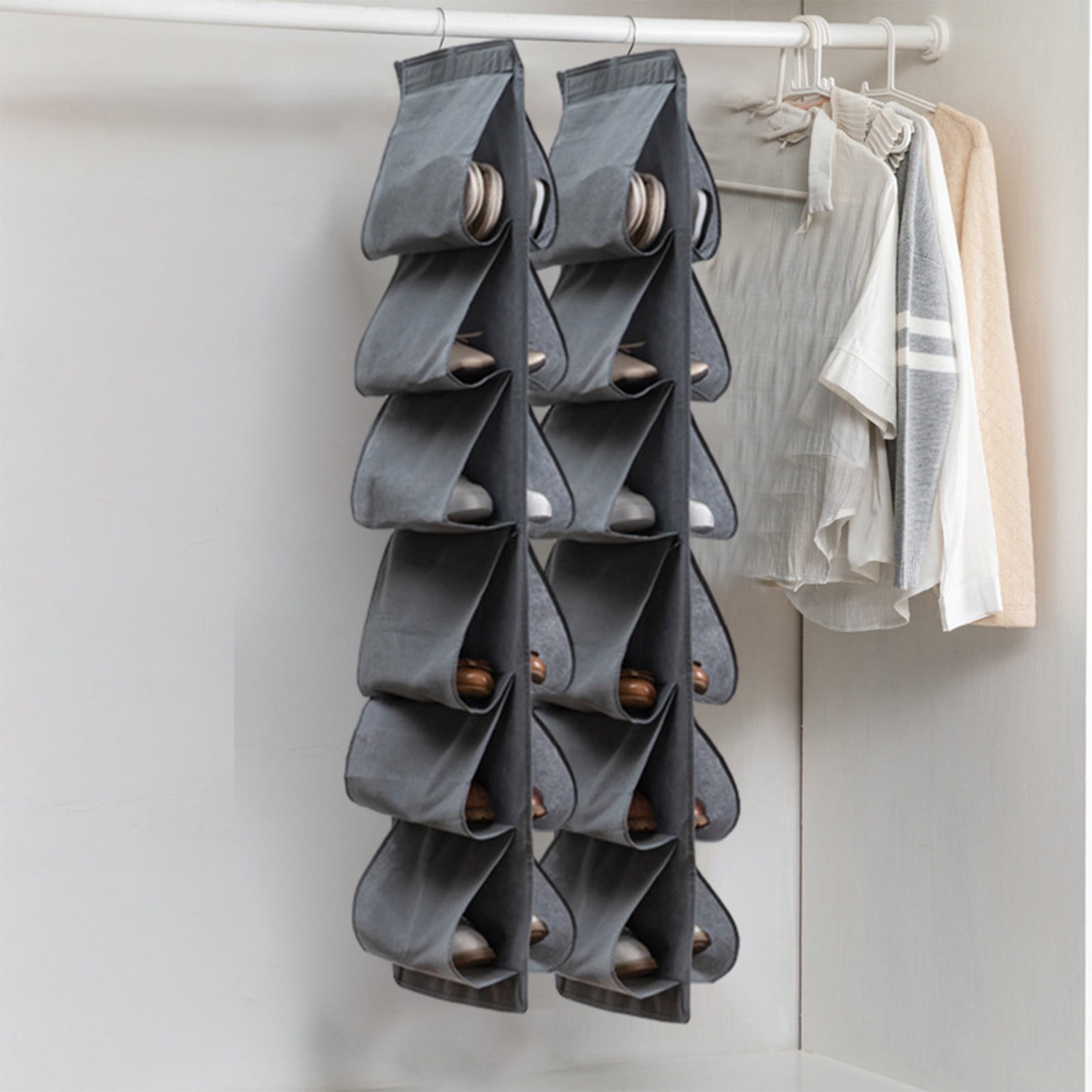 Rotational Shoe Rack Hanging Shoe Organizer for Closet with 12 Large Pockets Rotating Hanger ...