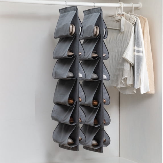 Hanging Shoe Organizer for Closet with 12 Large Pockets Rotating Hanger for Storage Mens Shoes Clothes Travel Shoe Rack
