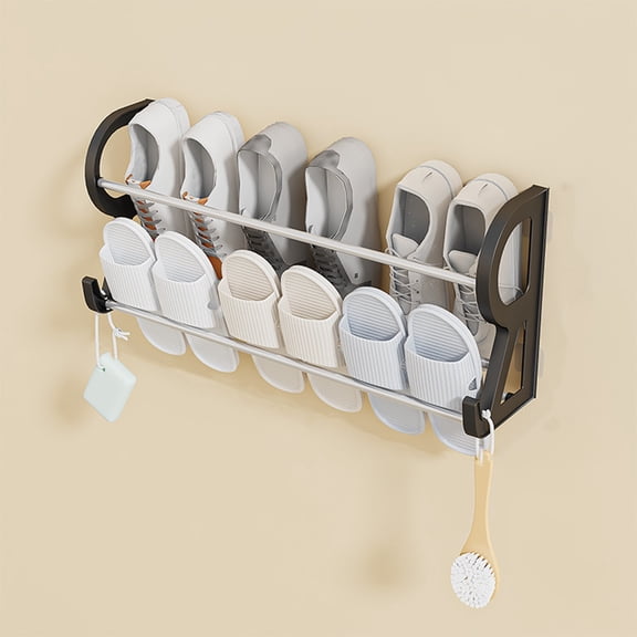 Hanging Shoe Rack, 4.72*8.66*21.57 Inch for RV Organization and Storage, Wall Shoe Rack with Sticky Adhesive Strips Slim Shoe Rack, Shoe Holder Space Saving Wall Mount Shoe Rack for Camper Shoe Shelf