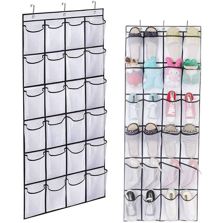 Space-saving Hanging Shoe Organizer With 24 Pockets And Hanger For