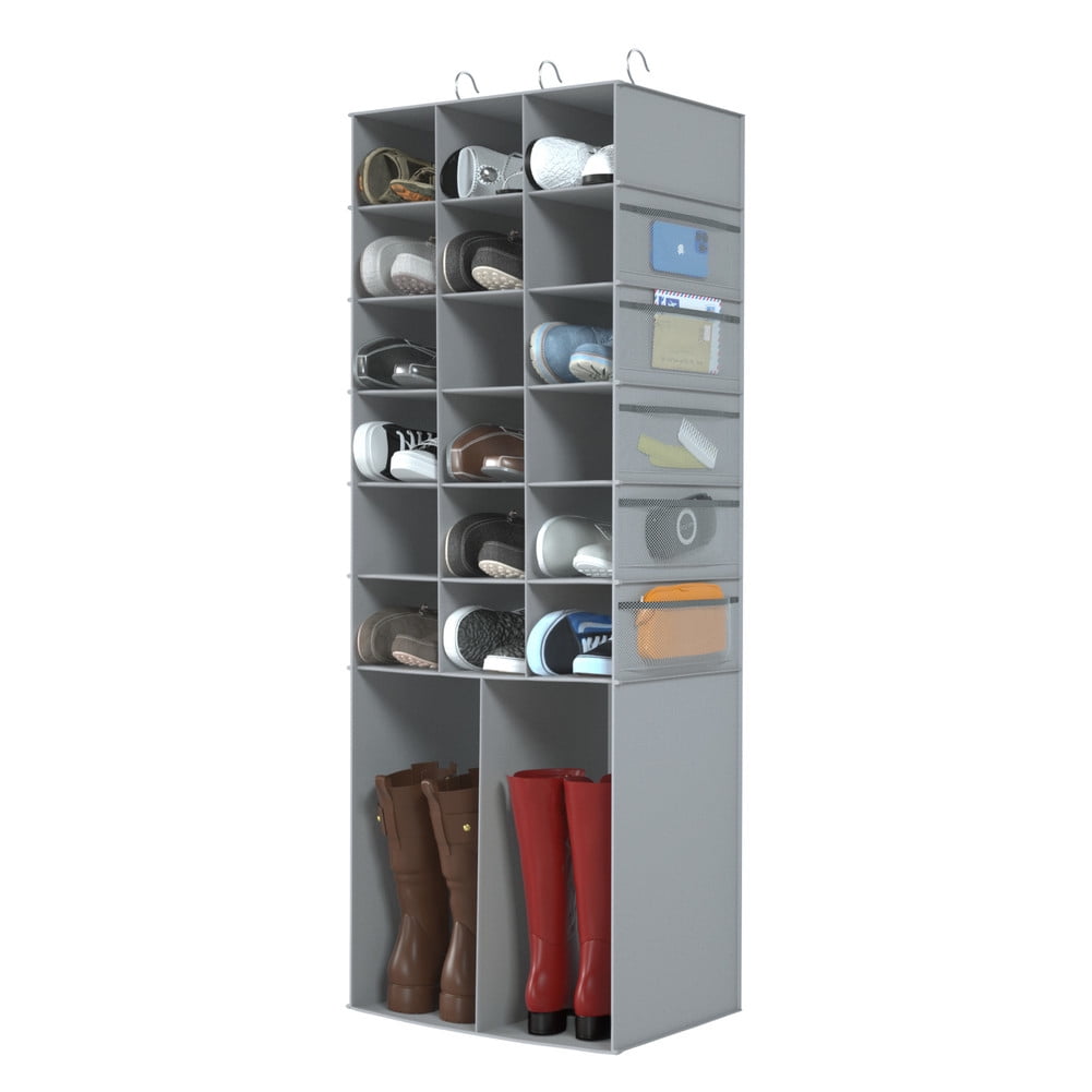 Hanging Shoe Rack Shoe Shelf Shoe Storage Organizer with Mesh Pockets, 20 Section Closet Organizer Taller Shoes Boots Organizer