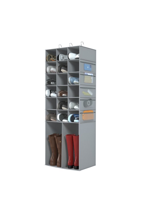Hanging Shoe Rack Shoe Shelf Shoe Storage Organizer with Mesh Pockets, 20 Section Closet Organizer Taller Shoes Boots Organizer