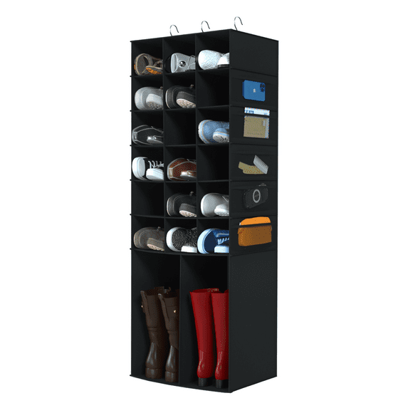 Hanging Shoe Rack Shoe Shelf Shoe Storage Organizer with Mesh Pockets, 20 Section Closet Organizer Taller Shoes Boots Organizer