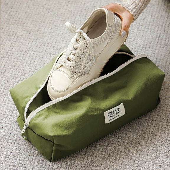 Hanging Shoe Storage Bag with Zipper,Multi-Purpose Travel Organizer for Boots and Sneakers,Waterproof Dustproof Shoe Protector for Home and Vacation Use(Green)