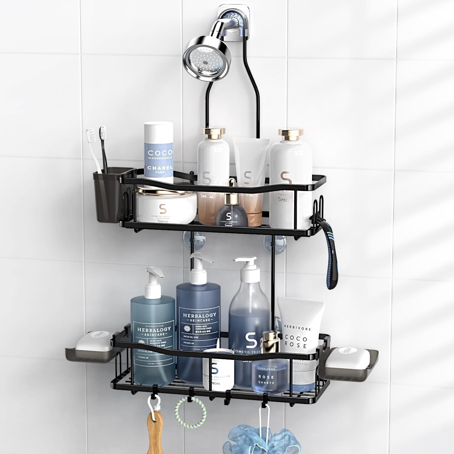 Hanging Shower Bathroom Organizer: Rustproof Shower Shelf Racks over ...