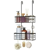 Hanging Shower Caddy Organizer - No Drilling Shower Organizer with Hooks, Rustproof & Waterproof 304 Stainless Steel Bathroom Shelves - Black