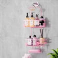 thumbnail image 1 of Hanging Shower Caddy Over Shower Head, Anti-Swing Shower Organizer With Soap Holders, Multi Hooks, Rustproof Bathroom Accessories, Pink, 1 of 4