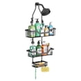 thumbnail image 1 of Hanging Shower Caddy over Shower Head,Rustproof Shower Caddy Hanging - Stainless Steel No Drillin Shower Shelf Pole Bathroom Organizer with Hooks,Black, 1 of 9