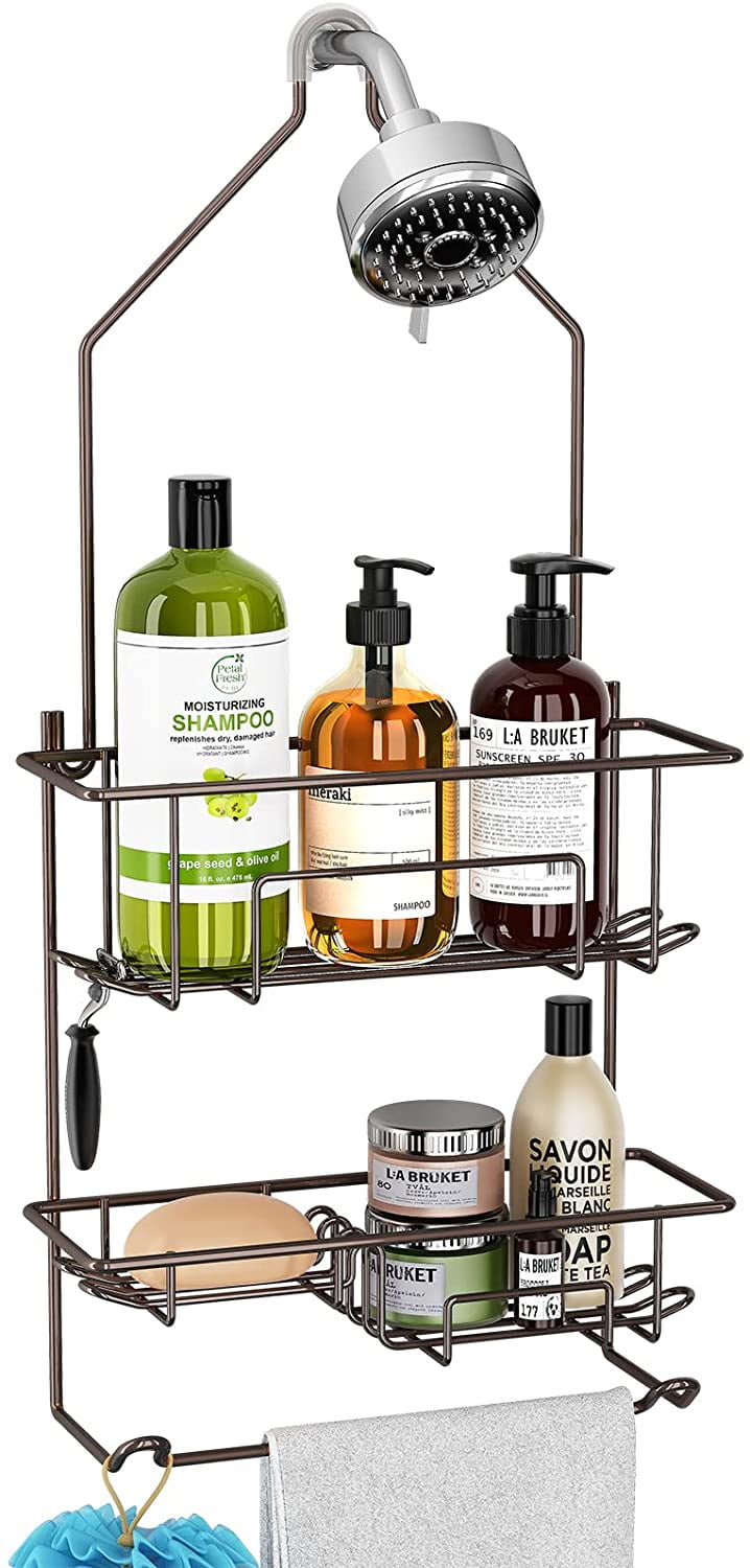 Hanging Shower Caddy over Shower Head, Bathroom Shower Organizer ...