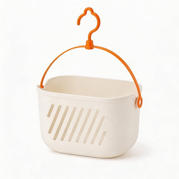 Hanging Shower Caddy with Hooks | Plastic Storage Basket with Swivel Hook – Portable Organizer for Kitchen or Dorm with Quick-Drain Holes