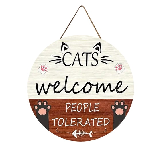 Hanging Sign Wooden Natural Finish Design Wall Ornament Home Decor Plaque Sign For Home Wall Entrance Indoor Decorative Display White - 20cm