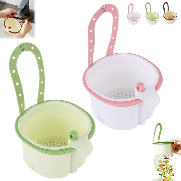 Hanging Sink Drain Basket for Kitchen, Sink Strainer Basket Foldable Sink Food Catcher, Multifunctional Kitchen Sink Strainer Press Automatic Dumping Basket