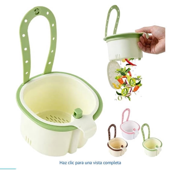 Hanging Sink Strainer Basket - Foldable Faucet Mount No Extra Occupancy, detachable dump bottom filter, dual use fruit rinsing & kitchen garbage collection (2Pcs,Pink&Green)