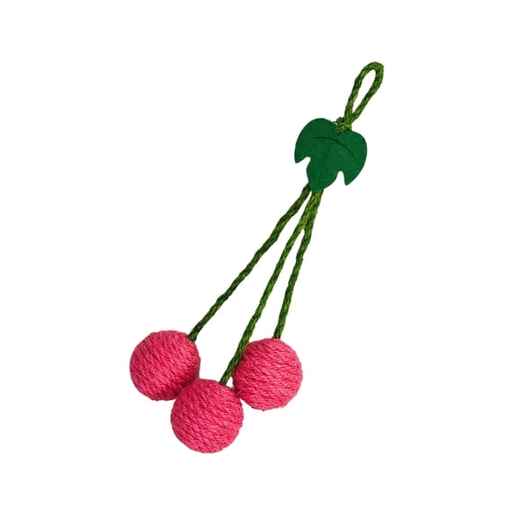 Hanging Sisal Fruit Cat Toy Ball, Interactive Teaser Toy with Triple Ball Design for Scratching and Biting, Natural Sisal Rope Pet Play Toy for Indoor Cats Boredom Relief - Pink
