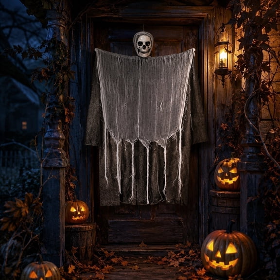Hanging Skeletons Halloween Decorations, Hanging Grim Reaper Props, Halloween Skeleton with Cloaks, Indoor Outdoor Decor for Parties, Tree Decorations
