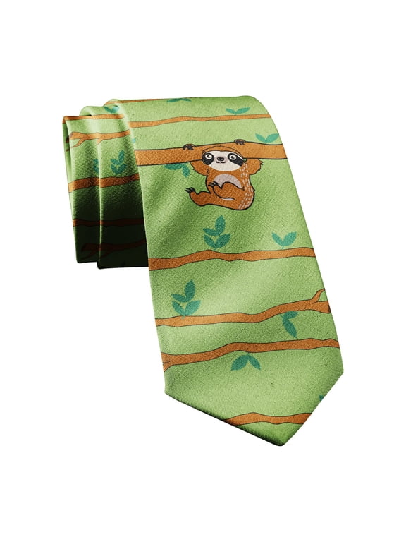 Hanging Sloth Necktie Funny Neckties for Men Nerdy Tie Mens Novelty TIes