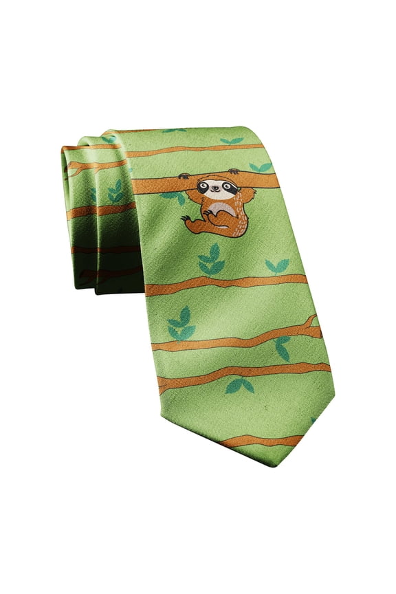 Hanging Sloth Necktie Funny Neckties for Men Nerdy Tie Mens Novelty TIes