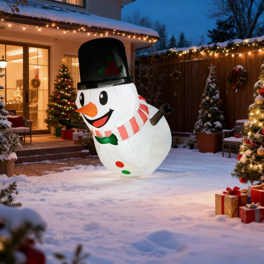 Hanging Snowman Christmas Inflatable with LED Lights IP44 Waterproof Polyester Cloth Indoor Outdoor Yard Decoration