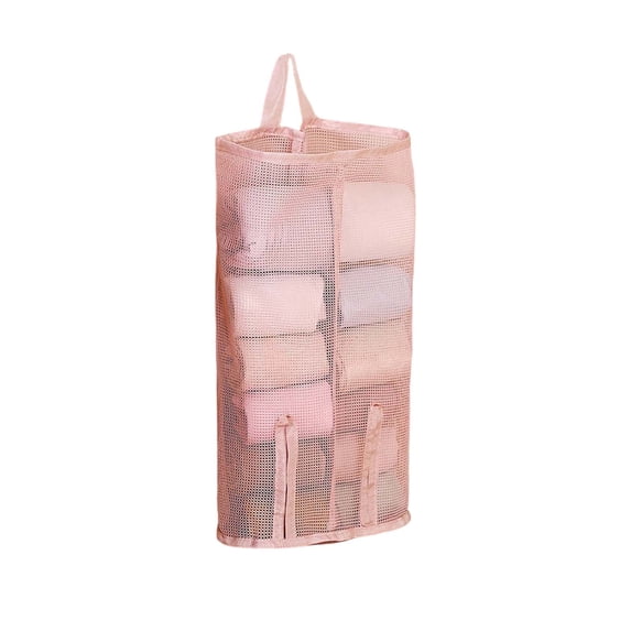Hanging Sock Storage Bag,Mesh Clear Wardrobe Organizer | Hanging Bra Socks Sorting Pouch for Bedroom Closet Tidying | Kitchen Storage Rack,Hot Pink