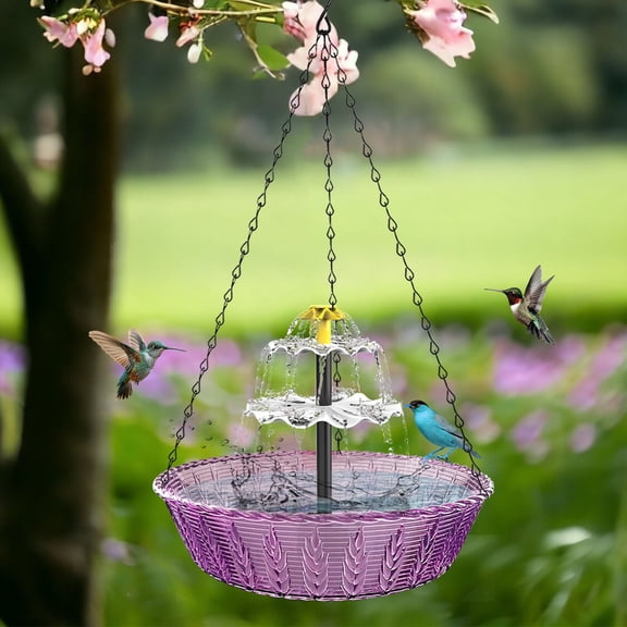 Hanging Solar Bird Bath Fountain 3 Layers, 9.45''W Bird Bath Bowl with Solar Powered Pump for Outdoor Garden Backyard Patio Lawn