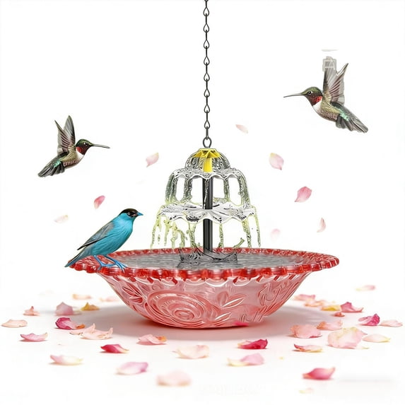 Hanging Solar Bird Bath Fountain 3 Layers, 9.84''W Bird Bath Bowl with Solar Powered Pump for Outdoor Garden Backyard Patio Lawn, Wildlife Feeder