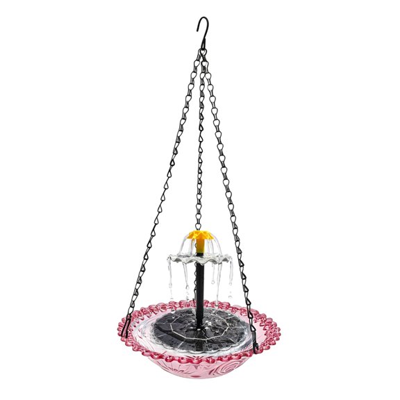 Hanging Solar Bird Bath Fountain Bowl Floating Solar Fountain Bird Bath Cascades Outdoor Hanging for Patios Yard Garden Bird Decors