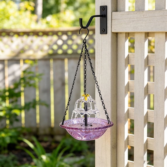 Hanging Solar Bird Bath Fountain, Solar Powered Cascading Outdoor Water Fountain, Hanging Bird Bath with Water for Outdoors Garden Patio Backyard Lawn Decor