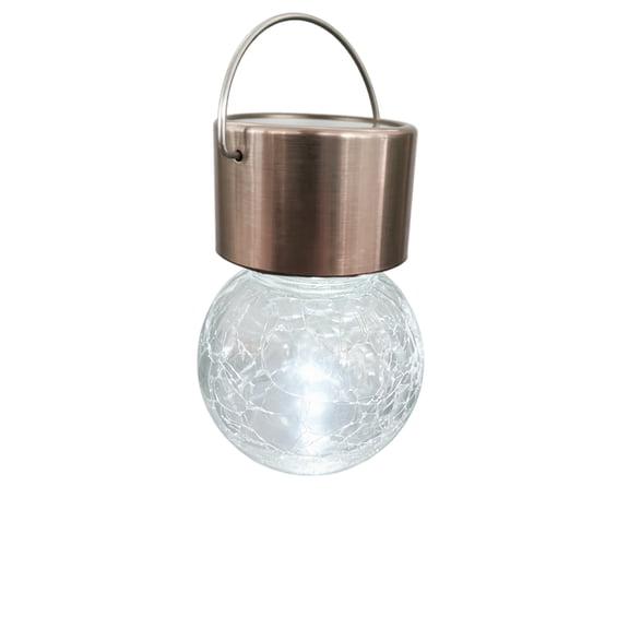 Hanging Solar Crackled Glass Globe Lights, Solar Outdoor Decorative Lighting for Backyard Lawn Porch (White)