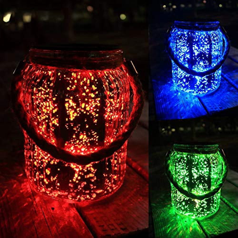 Hanging Solar Lantern Lights Outdoor Pack,20 LED Solar Mercury Glass Mason  Jar Hanging Lights Waterproof for Tree, Table, Yard, Garden, Patio, Holiday  Party Outdoor Decor, Color Changing