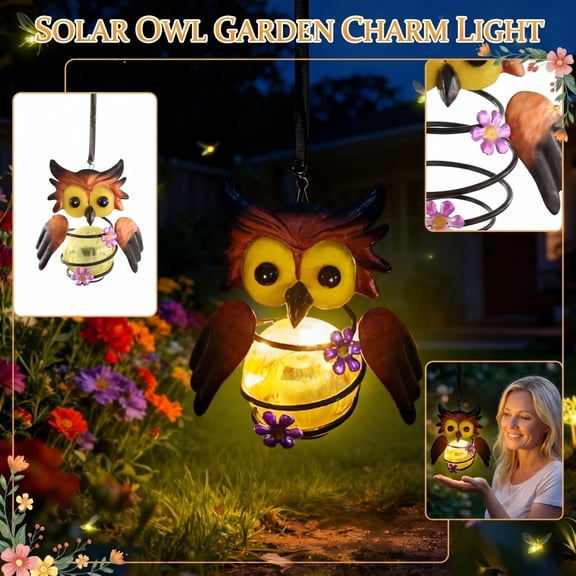 Hanging Solar Light Owl Metal Garden Decor Led Outdoor Hanging Solar Lantern Waterproof 1 Pc