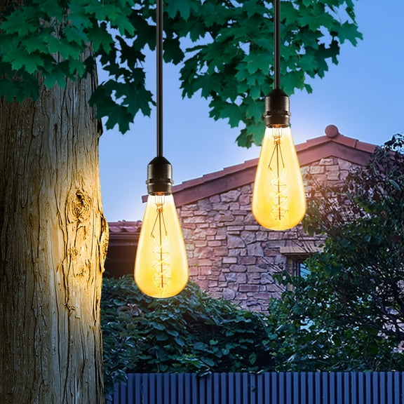Hanging Solar Lights Glass Edison Bulbs Solar Powered Lantern Outdoor Waterproof LED Garden Decorative Light for Patio Yard Tree 2 Pack