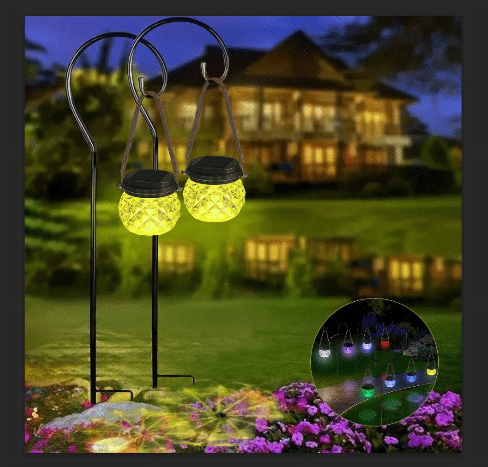 Hanging Solar Lights Outdoor 2 Pack, Acrylic Garden Decor Lights IP65 ...
