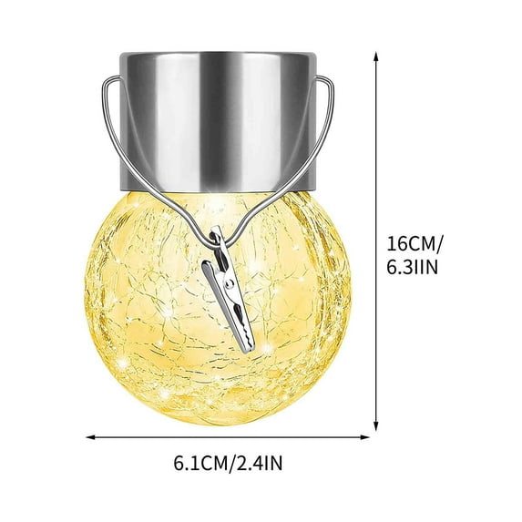 Hanging Solar Lights Outdoor, Decorative Cracked Glass Ball Light, Solar Powered Waterproof Globe Lighting, Hanging Globe Solar Lights for Garden, Yard, Patio, Lawn, Flower Bed