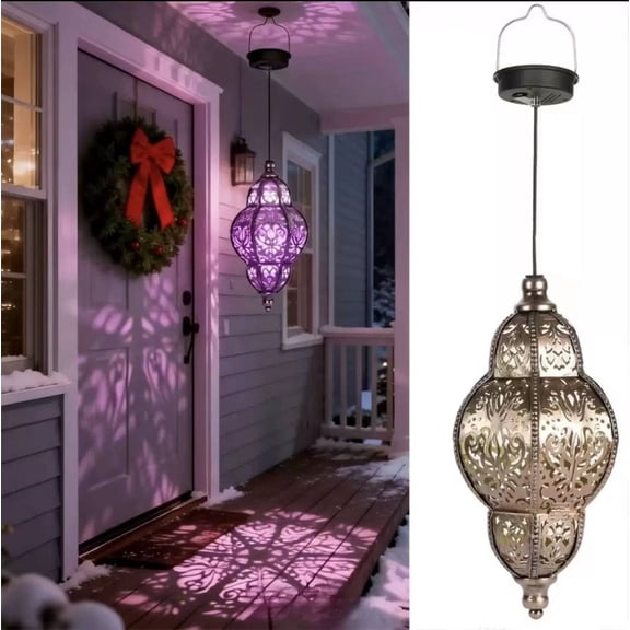 Hanging Solar Lights Outdoor Garden Decor, Solar Moroccan Lantern, Moroccan Lamp for Yard Apartment Patio Decor, Solar Lanterns Outdoor Waterproof
