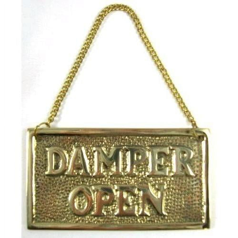 Hanging Solid Brass Fireplace Damper Open Closed Sign