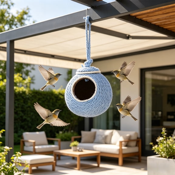 Hanging Solid Wood Bird Breeding Box Wooden Bird Nest Cage for Finches Pigeons Outdoor Tree Shelter Bird House Durable Natural Wood Construction Weather Resistant Easy Clean Ventilated Design