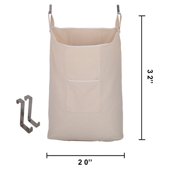 Hanging Space-Saving Durable Laundry Hamper with Hooks, Beige