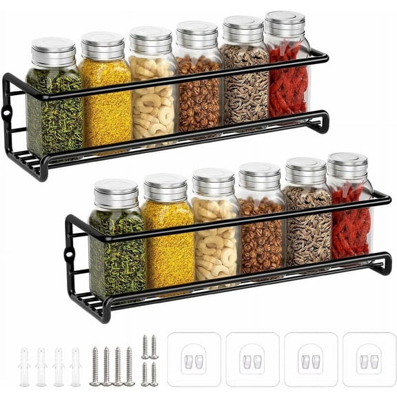 Hanging Spice Rack Organizer for Wall Mounting, Durable Powder-Coating Ensures Longevity, Chrome Steel Construction Offers Unmatched Strength