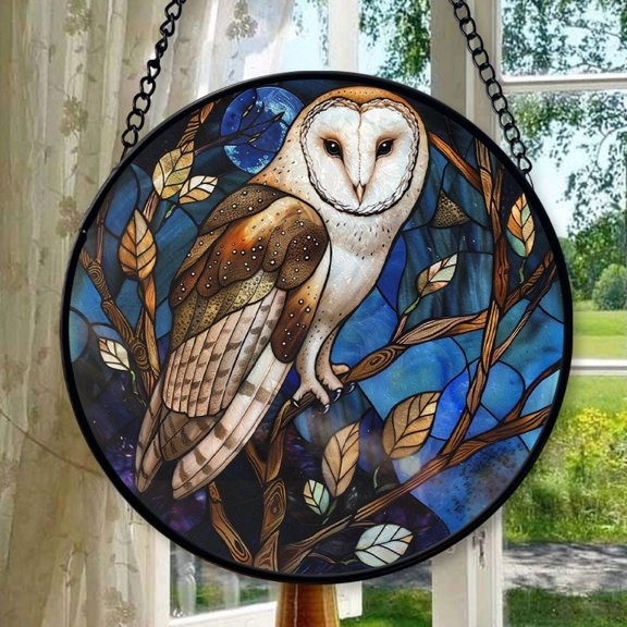 Hanging Stained Glass for Windows Barn Owl, Festival Gift Ornament, Christmas Ornament Gift, Mother’s Day Keepsake, Valentine’s Day Decor, Keepsake 2025