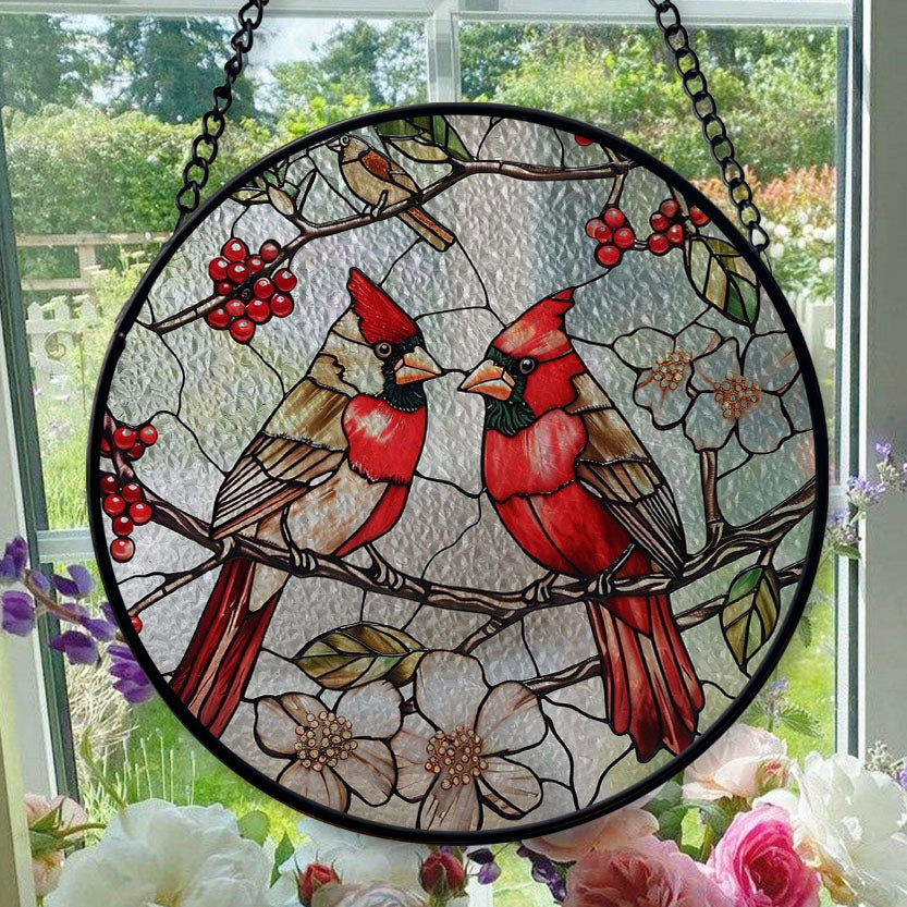 Hanging Stained Glass for Windows Cardinal - Stained Glass for Windows ...