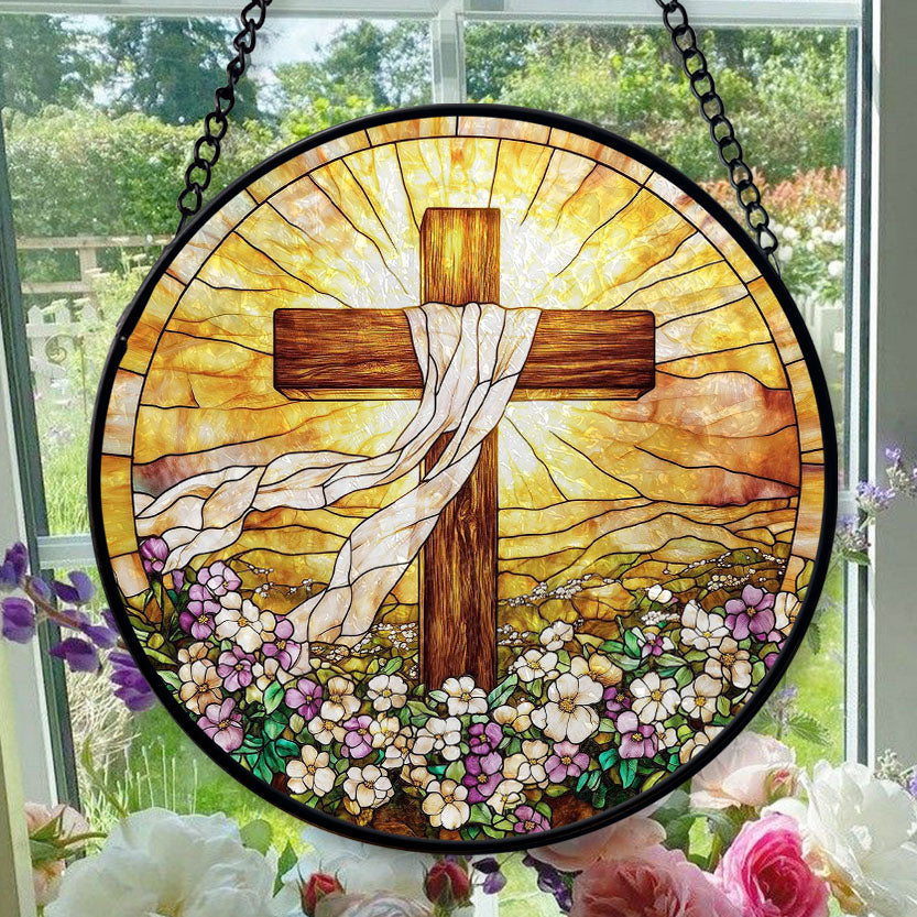 Hanging Stained Glass for Windows Cross - Stained Glass for Windows ...
