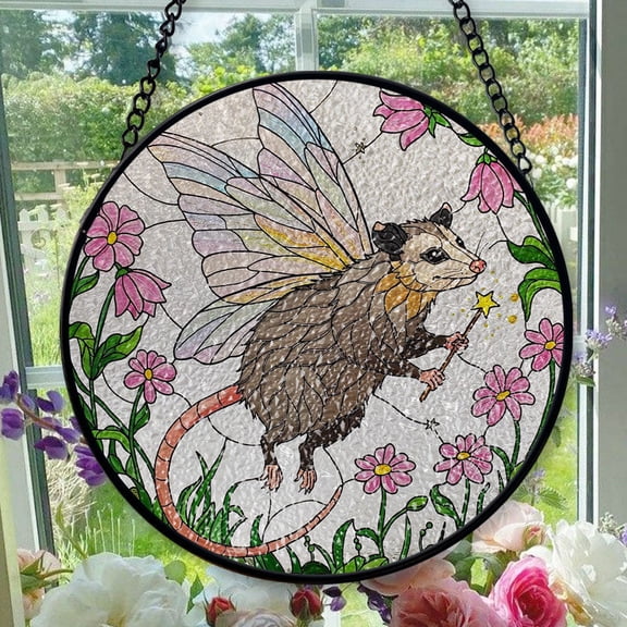 Hanging Stained Glass for Windows Fairy Godpossum Among - Stained Glass for Windows Fairy Godpossum Among, Festival Gift Ornament, Brightens Any Space with Light