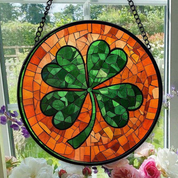 Hanging Stained Glass for Windows Four - Stained Glass for Windows Four, Festival Gift Ornament, Year-Round Decorative Piece, Home Wall & Window Art, Brightens Any Space with Light