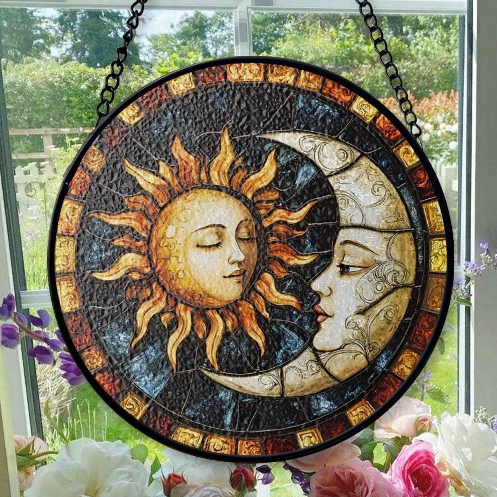 Hanging Stained Glass for Windows Sun And Moon - Stained Glass for ...