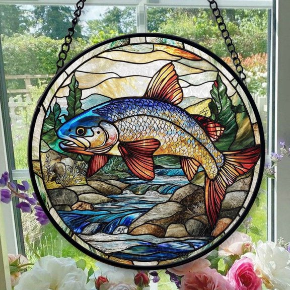 Hanging Stained Glass for Windows Sun - Stained Glass for Windows Sun, Festival Gift Ornament, Brightens Any Space with Light, Elegant Art Glass Aesthetic