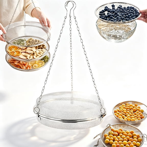 Hanging Stainless Steel Round Herb Mesh Drying Rack, Food Drying Net,Herb Drying Rack Hanging Mesh