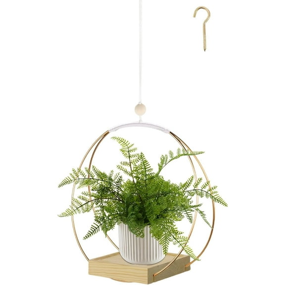 Hanging Stand Indoor Outdoor, Macrame Hanger with Sturdy Wood Base, Modern Boho Hanger, Wall Ceiling Window Stands(Plants/Pots Not Included)